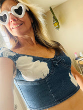 Load image into Gallery viewer, Blue Tie Dye Denim Middy Top