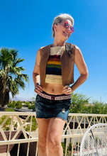 Load image into Gallery viewer, Vintage Tan Suede Vest With Plaid Back