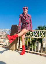 Load image into Gallery viewer, Red And Blue Vintage Geo Diamond Top