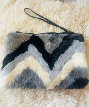 Load image into Gallery viewer, Faux Fur Chevron Clutch