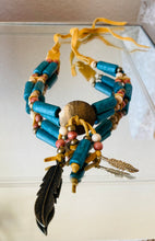 Load image into Gallery viewer, Bohemian Teal Blue and Brown Gemstone Choker with Charms
