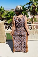 Load image into Gallery viewer, White And Brown Floral Maxi Dress