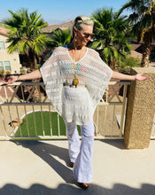 Load image into Gallery viewer, Winter White Crochet Poncho Top