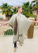 Load image into Gallery viewer, Beige Two Tone Kimono With Sash