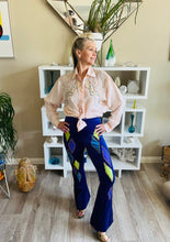 Load image into Gallery viewer, Purple Velvet Patchwork Bell Bottom Flare