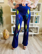 Load image into Gallery viewer, Purple Velvet Patchwork Bell Bottom Flare