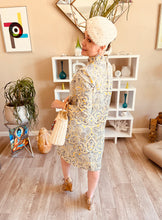Load image into Gallery viewer, 60's Psychedelic Print Yellow and Grey Dress