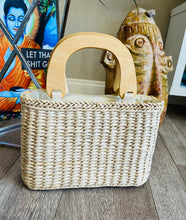 Load image into Gallery viewer, 80's Turquoise Gemstone Rattan Purse