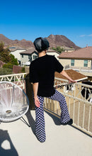 Load image into Gallery viewer, Retro Purple and Black Checkerboard Flare Pant