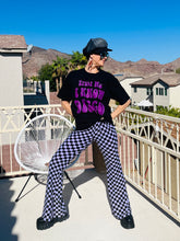 Load image into Gallery viewer, Retro Purple and Black Checkerboard Flare Pant