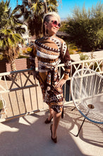 Load image into Gallery viewer, 70's Vintage Brown And Orange Psychedelic Dress