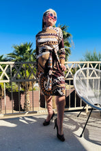 Load image into Gallery viewer, 70's Vintage Brown And Orange Psychedelic Dress