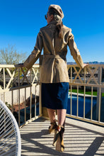 Load image into Gallery viewer, Camel Leather Patchwork Jacket with Belt