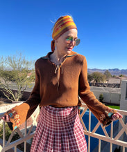 Load image into Gallery viewer, Brown Crochet Geo Sweater