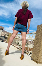 Load image into Gallery viewer, Retro Rainbow Denim Miniskirt