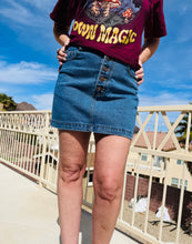 Load image into Gallery viewer, Retro Rainbow Denim Miniskirt
