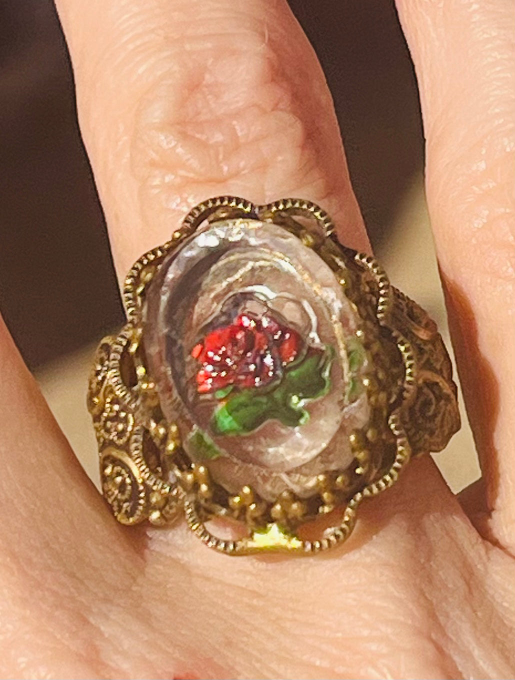 Antique Rose Embossed Ring