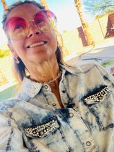 Load image into Gallery viewer, Acid Wash Denim Glam Top
